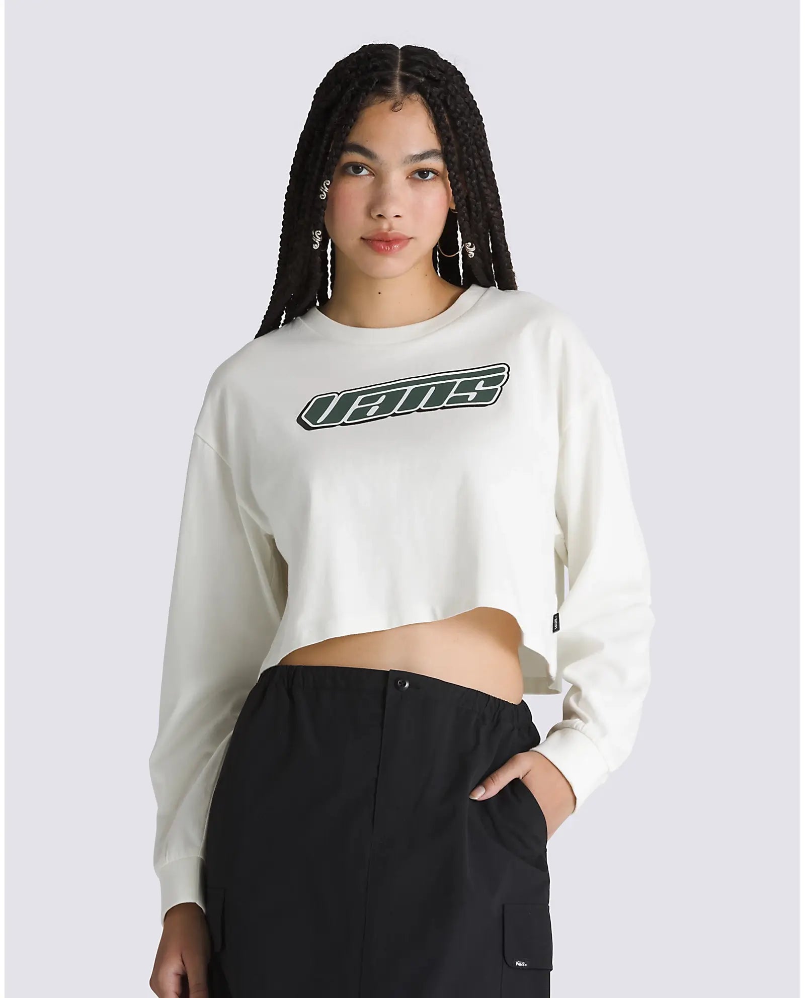 Retro V Relaxed Crop T-Shirt in Marshmallow